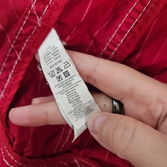Stefanel Red White Stripped Ruffle Jacket Size 12 Large Button Front 100% Cotton - Picture 8 of 12